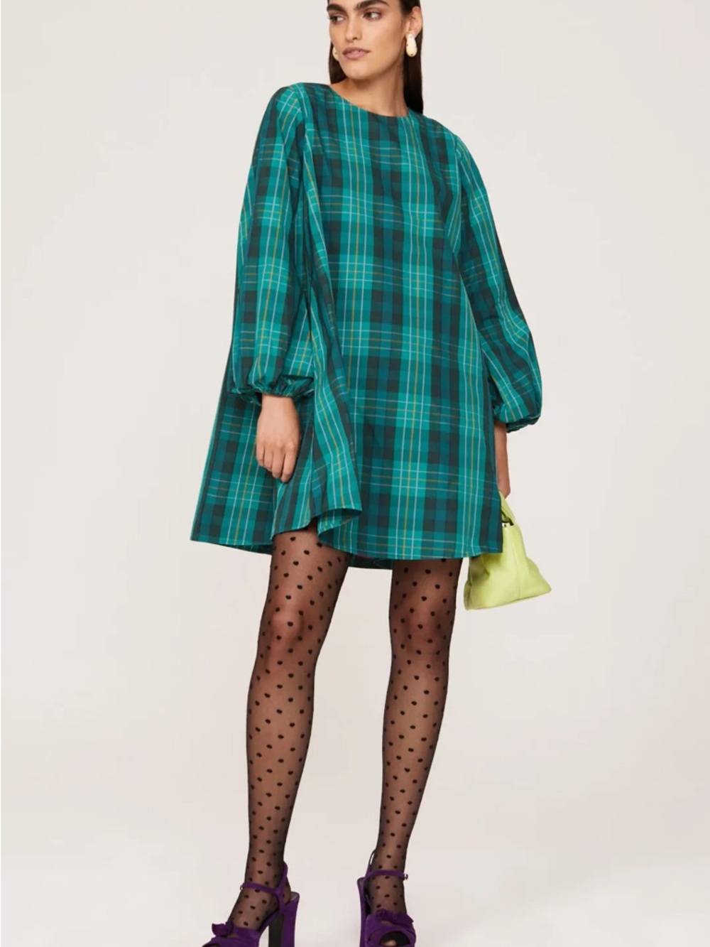 kate spade Teal and Black Plaid Midi Dress
